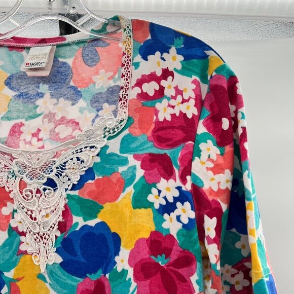 Units Limited Edition Women's Floral Crochet Short Sleeve Top Size 1 - Picture 5 of 9